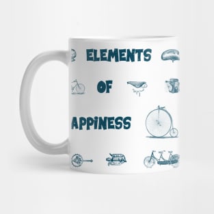 Vintage Bike Elements  with pedal, crank and bell. Elements of Happiness, enjoy your ride. Mug